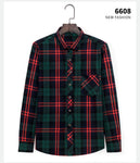Aoliwen brand men Yellow black Plaid Brushed Long Sleeve Shirt pocket Spring casual men's shirts flannel cotton soft fit
