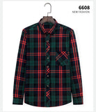 Aoliwen brand men Yellow black Plaid Brushed Long Sleeve Shirt pocket Spring casual men's shirts flannel cotton soft fit