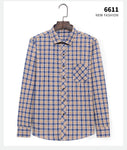 Aoliwen brand men Yellow black Plaid Brushed Long Sleeve Shirt pocket Spring casual men's shirts flannel cotton soft fit