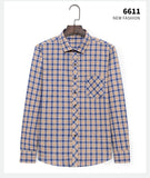 Aoliwen brand men Yellow black Plaid Brushed Long Sleeve Shirt pocket Spring casual men's shirts flannel cotton soft fit