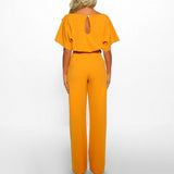 GOOHOJIO Rompers Women Jumpsuit Short Sleeve Playsuit Clubwear Straight Leg Jumpsuit Women's With Belt Bodysuit Rompers