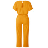 GOOHOJIO Rompers Women Jumpsuit Short Sleeve Playsuit Clubwear Straight Leg Jumpsuit Women's With Belt Bodysuit Rompers