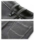 2020 Winter New Men Warm Gray Jeans High Quality Elasticity Thicken Skinny Plus Velvet Denim Pants Trousers Male Brand Clothes