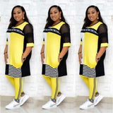 New African Clothes For Women Two Piece Sets Long Tops Skinny Pants Matching Set Mesh Patchwork Tracksuit Set Plus Size 4XL 3XL