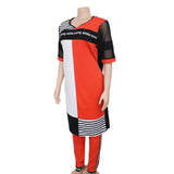New African Clothes For Women Two Piece Sets Long Tops Skinny Pants Matching Set Mesh Patchwork Tracksuit Set Plus Size 4XL 3XL