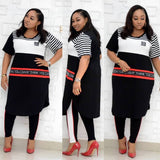 New African Clothes For Women Two Piece Sets Long Tops Skinny Pants Matching Set Mesh Patchwork Tracksuit Set Plus Size 4XL 3XL
