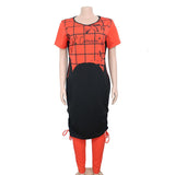 New African Clothes For Women Two Piece Sets Long Tops Skinny Pants Matching Set Mesh Patchwork Tracksuit Set Plus Size 4XL 3XL