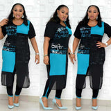 New African Clothes For Women Two Piece Sets Long Tops Skinny Pants Matching Set Mesh Patchwork Tracksuit Set Plus Size 4XL 3XL