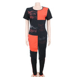 New African Clothes For Women Two Piece Sets Long Tops Skinny Pants Matching Set Mesh Patchwork Tracksuit Set Plus Size 4XL 3XL