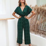 Women Polka Dot Jumpsuit High Waist Rompers Boho Yellow Spaghetti Strap Top Wide Leg Pants Female Summer 2019 Jumpsuits Ladies