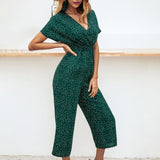 Women Polka Dot Jumpsuit High Waist Rompers Boho Yellow Spaghetti Strap Top Wide Leg Pants Female Summer 2019 Jumpsuits Ladies