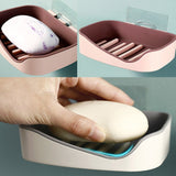 Soap Rack No Drilling Wall Mounted Double Layer Soap Holder Soap Sponge Dish Bathroom Accessories Soap Dishes Self Adhesive
