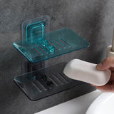 Soap Rack No Drilling Wall Mounted Double Layer Soap Holder Soap Sponge Dish Bathroom Accessories Soap Dishes Self Adhesive