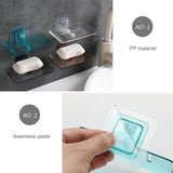 Soap Rack No Drilling Wall Mounted Double Layer Soap Holder Soap Sponge Dish Bathroom Accessories Soap Dishes Self Adhesive
