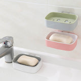 Soap Rack No Drilling Wall Mounted Double Layer Soap Holder Soap Sponge Dish Bathroom Accessories Soap Dishes Self Adhesive