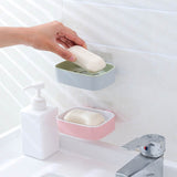 Soap Rack No Drilling Wall Mounted Double Layer Soap Holder Soap Sponge Dish Bathroom Accessories Soap Dishes Self Adhesive