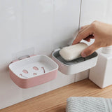 Soap Rack No Drilling Wall Mounted Double Layer Soap Holder Soap Sponge Dish Bathroom Accessories Soap Dishes Self Adhesive