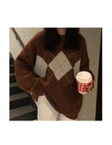Geometric Pattern Fashion Basic Hit Casual Regular 2019 Female Women Long Sleeve All Match College Wind Hit Hot Sale Sweaters