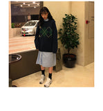 Geometric Pattern Fashion Basic Hit Casual Regular 2019 Female Women Long Sleeve All Match College Wind Hit Hot Sale Sweaters