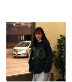 Geometric Pattern Fashion Basic Hit Casual Regular 2019 Female Women Long Sleeve All Match College Wind Hit Hot Sale Sweaters