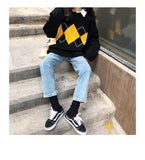 Geometric Pattern Fashion Basic Hit Casual Regular 2019 Female Women Long Sleeve All Match College Wind Hit Hot Sale Sweaters