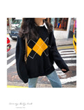 Geometric Pattern Fashion Basic Hit Casual Regular 2019 Female Women Long Sleeve All Match College Wind Hit Hot Sale Sweaters