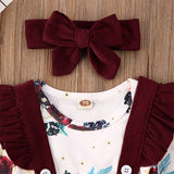 Newborn  Baby Girl Clothes Set Floral Bodysuit Romper Jumpsuit Tops T Shirt  Skirts Bow Headband Summer Baby Outfit