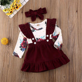 Newborn  Baby Girl Clothes Set Floral Bodysuit Romper Jumpsuit Tops T Shirt  Skirts Bow Headband Summer Baby Outfit