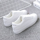 HOT Women Sneakers 2020 Fashion Breathble Vulcanized Shoes Women Pu leather Platform Shoes Women Lace up Casual Shoes White - ENSEIGNE DENIS