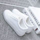 HOT Women Sneakers 2020 Fashion Breathble Vulcanized Shoes Women Pu leather Platform Shoes Women Lace up Casual Shoes White - ENSEIGNE DENIS