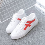 HOT Women Sneakers 2020 Fashion Breathble Vulcanized Shoes Women Pu leather Platform Shoes Women Lace up Casual Shoes White - ENSEIGNE DENIS