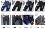 2020 New Classic Style Men's Grey Jeans Business Fashion Soft Stretch Denim Trousers Male Brand Fit Pants Black Blue