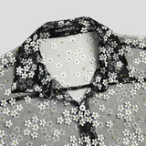 Fashion Men Mesh Shirt Transparent Long Sleeve Printed Lapel Loose Streetwear Blouse Party Clubwear Casual Casmia S-5XL INCERUN