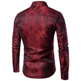 Banquet Wedding Shirt Party Shirt Bar Nightclub Shirt  Men Shirt Bright long Shirt tPaisley Shirt Men Long sleeved Shirt