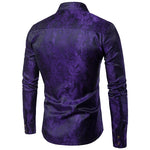Banquet Wedding Shirt Party Shirt Bar Nightclub Shirt  Men Shirt Bright long Shirt tPaisley Shirt Men Long sleeved Shirt