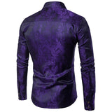 Banquet Wedding Shirt Party Shirt Bar Nightclub Shirt  Men Shirt Bright long Shirt tPaisley Shirt Men Long sleeved Shirt