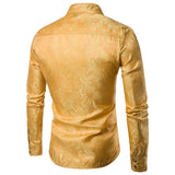 Banquet Wedding Shirt Party Shirt Bar Nightclub Shirt  Men Shirt Bright long Shirt tPaisley Shirt Men Long sleeved Shirt