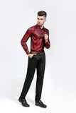 Banquet Wedding Shirt Party Shirt Bar Nightclub Shirt  Men Shirt Bright long Shirt tPaisley Shirt Men Long sleeved Shirt