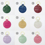 New Design Free Customed Initials Letters Crocodile Pattern Or Saffiano Leather Round Key Chain Key Ring Key Wallet