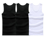 3pcs/lot Cotton Mens  Underwear Sleeveless Tank Top Solid Muscle Vest Undershirts O-neck Gymclothing T-shirt men's vest