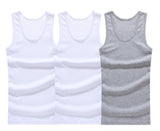 3pcs/lot Cotton Mens  Underwear Sleeveless Tank Top Solid Muscle Vest Undershirts O-neck Gymclothing T-shirt men's vest