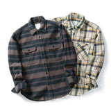 100% Cotton Heavyweight Retro Vintage Spring Autumn Winter Long Sleeve Buffalo Plaid Flannel Shirt Jacket for Men