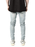 Ripped Pencil Jeans Men Skinny Hole Splicing Biker Side Striped Jeans Destroyed Hole Hip Hop Slim Fit Jean Men's Pant