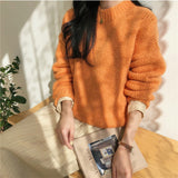Aachoae Sweater Women 2020 Autumn Winter Solid O Neck Pullover Sweaters Korean Style Knitted Long Sleeve Jumpers Casual Tops