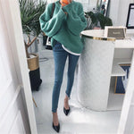 Aachoae Sweater Women 2020 Autumn Winter Solid O Neck Pullover Sweaters Korean Style Knitted Long Sleeve Jumpers Casual Tops