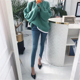 Aachoae Sweater Women 2020 Autumn Winter Solid O Neck Pullover Sweaters Korean Style Knitted Long Sleeve Jumpers Casual Tops