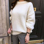 Aachoae Sweater Women 2020 Autumn Winter Solid O Neck Pullover Sweaters Korean Style Knitted Long Sleeve Jumpers Casual Tops