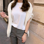Aachoae Sweater Women 2020 Autumn Winter Solid O Neck Pullover Sweaters Korean Style Knitted Long Sleeve Jumpers Casual Tops