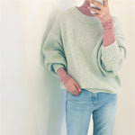 Aachoae Sweater Women 2020 Autumn Winter Solid O Neck Pullover Sweaters Korean Style Knitted Long Sleeve Jumpers Casual Tops