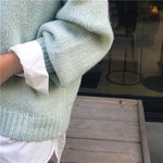 Aachoae Sweater Women 2020 Autumn Winter Solid O Neck Pullover Sweaters Korean Style Knitted Long Sleeve Jumpers Casual Tops